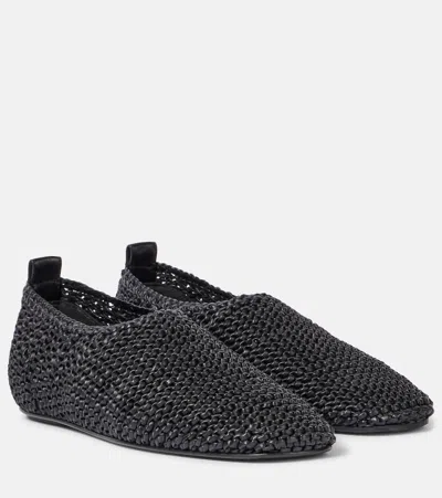 Totême Toteme Woven Leather Ballerina Flat In Black