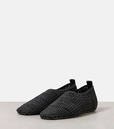 Totême Toteme Woven Leather Ballerina Flat In Black