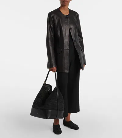 Totême Toteme Woven Leather Ballerina Flat In Black