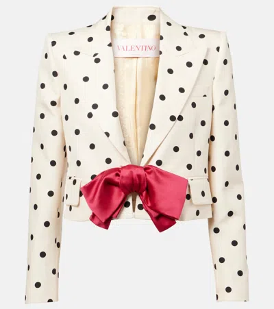 Valentino Garavani Shantung Jacket With Pludepois Prin In White