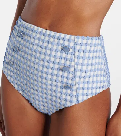 Simkhai Ginger Gingham Bikini Bottoms In Blue