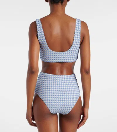 Simkhai Ginger Gingham Bikini Bottoms In Blue