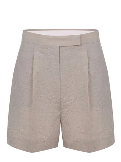 Max Mara Front Pleated Shorts With Back Buttoned Pockets