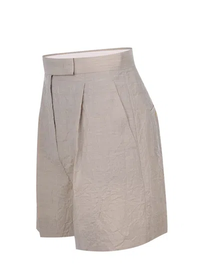 Max Mara Front Pleated Shorts With Back Buttoned Pockets