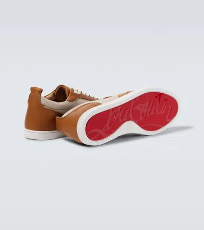 Christian Louboutin Tutti Rui Leather-trimmed Sneakers In Nude
