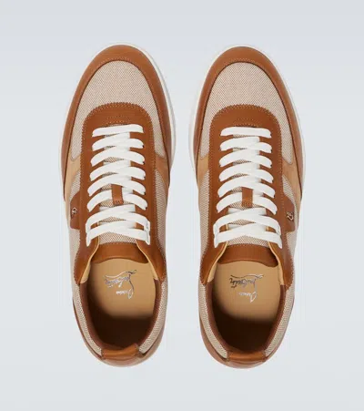 Christian Louboutin Tutti Rui Leather-trimmed Sneakers In Nude