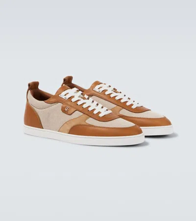 Christian Louboutin Tutti Rui Leather-trimmed Sneakers In Nude