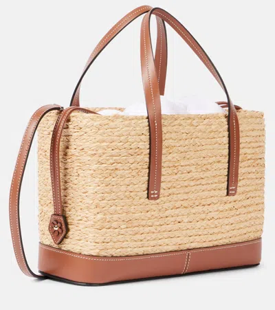 Roger Vivier Viv' Skate Small Raffia Tote Bag In Neutral