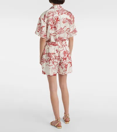 Asceno Zurich Printed Silk Twill Shorts In Multicoloured
