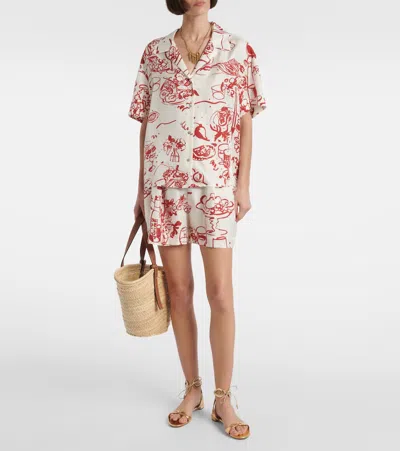 Asceno Zurich Printed Silk Twill Shorts In Multicoloured