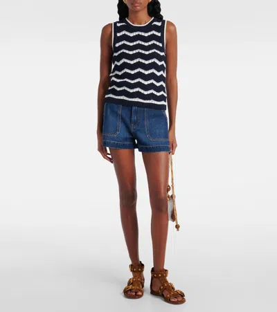 Veronica Beard Jerrel Cropped Cotton-blend Sweater Vest In Transparent