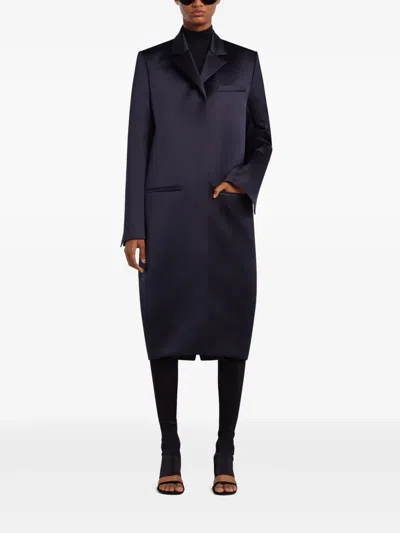Courrèges Satin-finish Coat In 蓝色