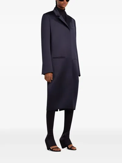 Courrèges Satin-finish Coat In 蓝色