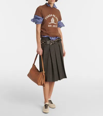 Prada Aimee Medium Leather Shoulder Bag In Braun