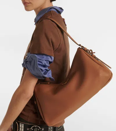 Prada Aimee Medium Leather Shoulder Bag In Braun