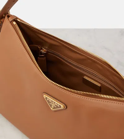 Prada Aimee Medium Leather Shoulder Bag In Braun
