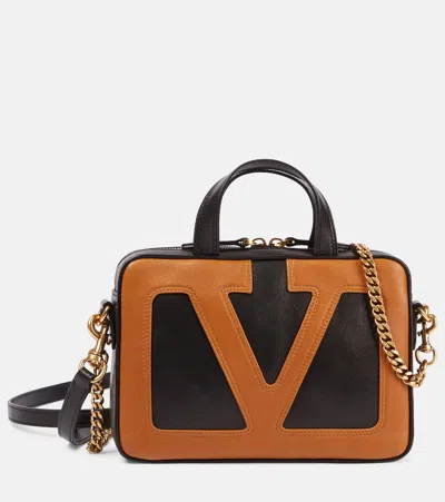 Valentino Viva Superstar Small Vlogo Leather Duffle Top-handle Bag In Black