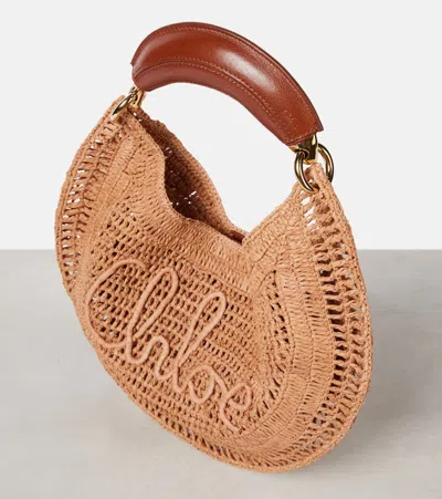 Chloé Chloe Women Antiqued Pink Raffia Banana Handbag In Nude
