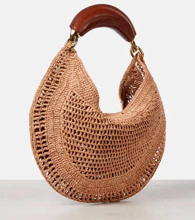 Chloé Chloe Women Antiqued Pink Raffia Banana Handbag In Nude