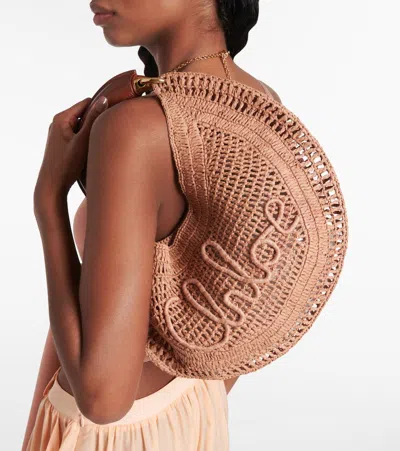 Chloé Chloe Women Antiqued Pink Raffia Banana Handbag In Nude