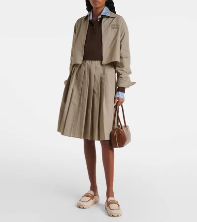 Miu Miu Canvas And Leather Mules In Beige