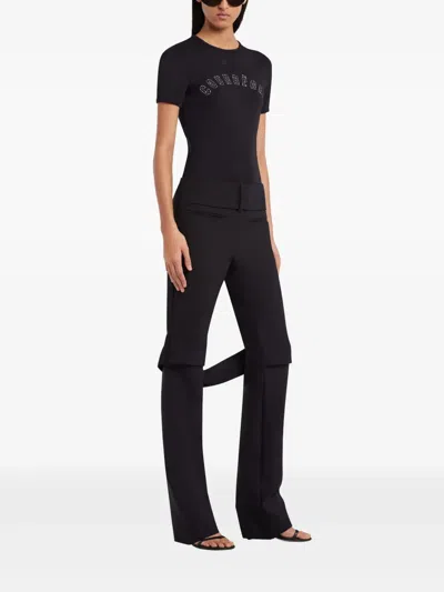 Courrèges Courreges Women Waisted Print Logo T-shirt In Black