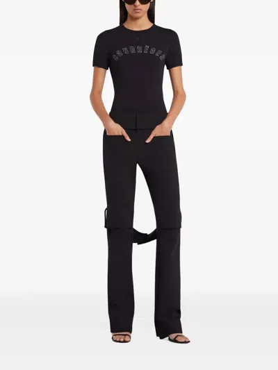 Courrèges Courreges Women Waisted Print Logo T-shirt In Black