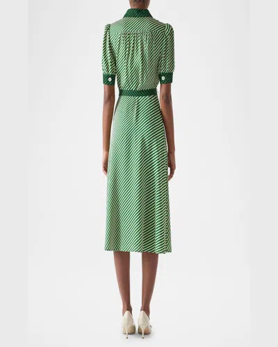 Lk Bennett Valerie Stripe Midi Shirtdress In Green