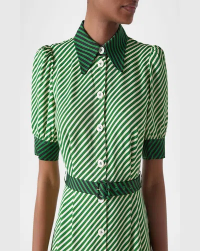 Lk Bennett Valerie Stripe Midi Shirtdress In Green