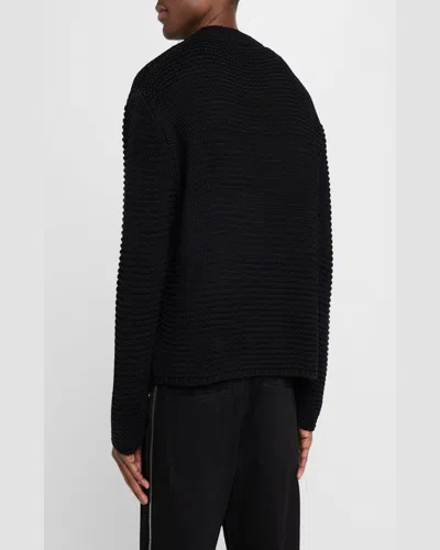 Alexander Mcqueen Mcqueen Textured Cotton Sweater With Inlaid Logo In Lead/ivory