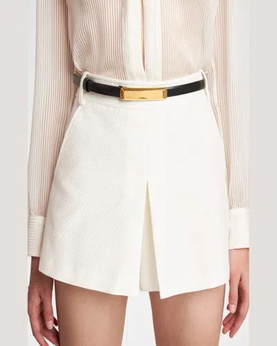 Tom Ford Leather Belt With Golden Brass Bar Buckle In Black