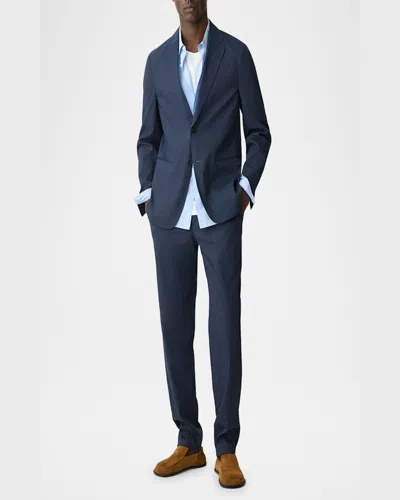 Theory Clinton Navy Stretch Linen Blend Sport Coat In Eclipse