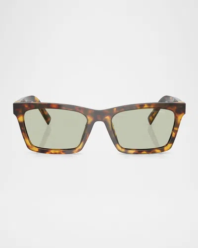 Miu Miu Mua05s Rectangular Acetate Sunglasses In Blond Hav