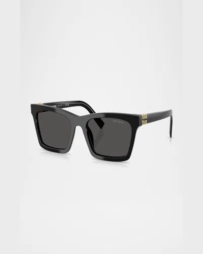 Miu Miu Mua05s Rectangular Acetate Sunglasses In Blond Hav