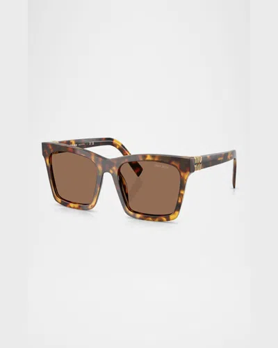 Miu Miu Mua05s Rectangular Acetate Sunglasses In Blond Hav