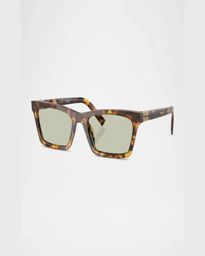 Miu Miu Mua05s Rectangular Acetate Sunglasses In Blond Hav