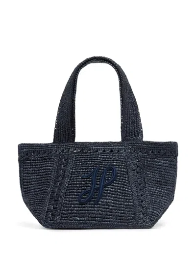 Patou Small Jp Monogram Trapeze-design Tote Bag In Blue