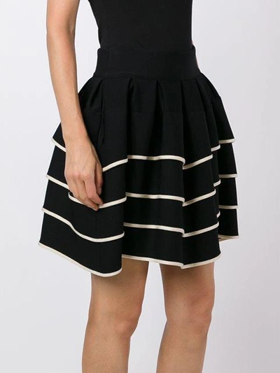 Shop Fausto Puglisi Striped Full Skirt In Black