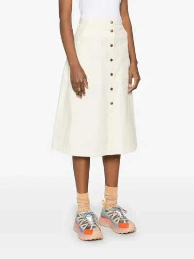 Moncler Curved Hem Skirt In Neutral