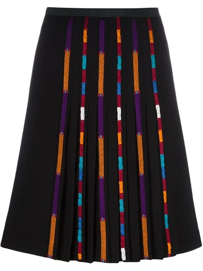 Etro Stripe Detail Pleated Skirt In Black