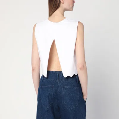 Patou Logo Embroidered Cropped Top In White