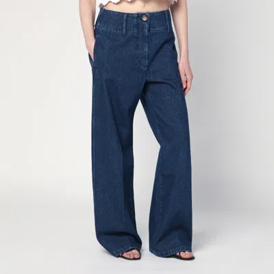 Patou Wide Leg Denim Jeans With Pockets And Loops In Blue