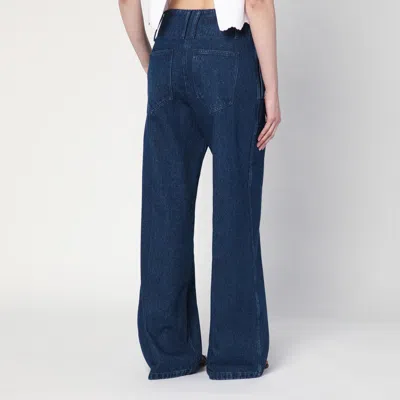 Patou Wide Leg Denim Jeans With Pockets And Loops In Blue