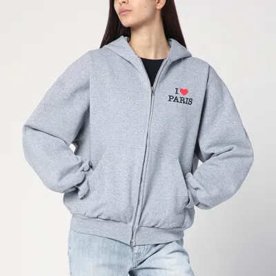 Balenciaga Grey Zip-up Sweatshirt I Love Paris Women In Grey