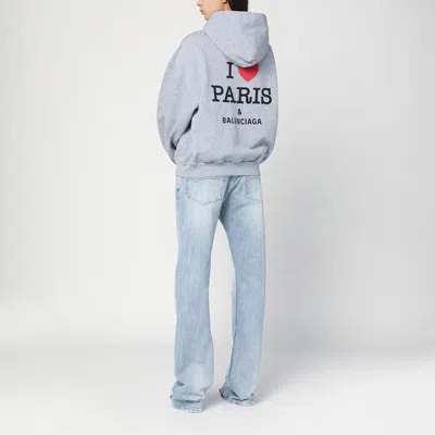 Balenciaga Grey Zip-up Sweatshirt I Love Paris Women In Grey
