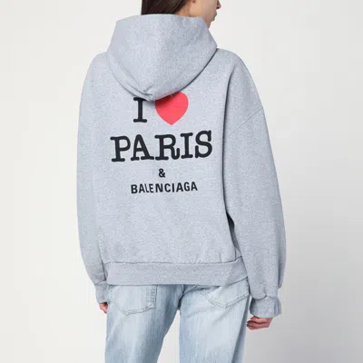 Balenciaga Grey Zip-up Sweatshirt I Love Paris Women In Grey