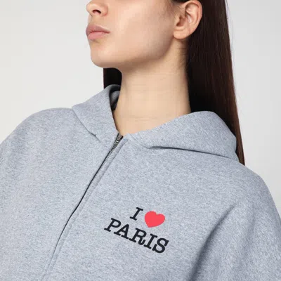 Balenciaga Grey Zip-up Sweatshirt I Love Paris Women In Grey