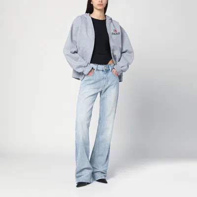 Balenciaga Grey Zip-up Sweatshirt I Love Paris Women In Grey
