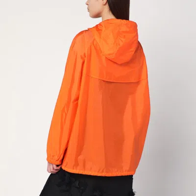 Shop Prada Orange Raincoat In Lightweight Re-nylon