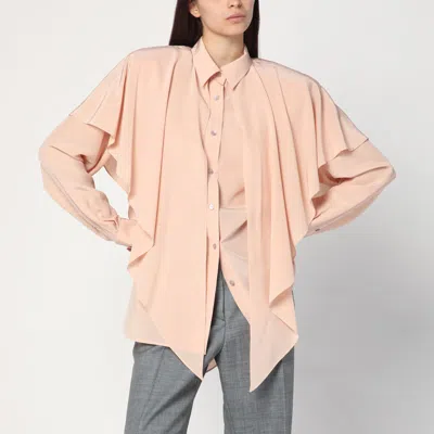 Stella Mccartney Ruffled Silk Long-sleeved Shirt In Pink